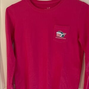 Vineyard Vines girls pink long sleeve Christmas tee size L.